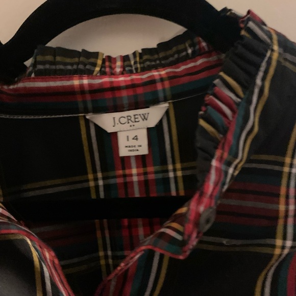 J. CREW Women’s Shirt Dress Size 14 Belted Watch Plaid Tartan Long Sleeve - Picture 2 of 4